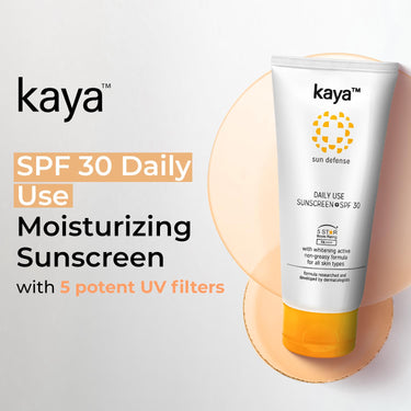 Kaya Daily Use Sunscreen SPF30 PA++++ | Contains Niacinamide | PABA Free | Non Greasy Formula | All Skin Types | 75ml